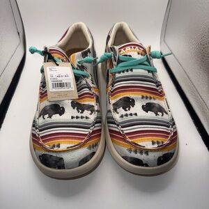 Ariat womens Multicolor Buffalo Print Canvas Shoes - Teal Laces